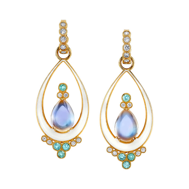 Moonstone Earrings with Paraiba