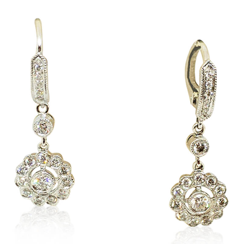 Flower Drop Earrings .74ct.