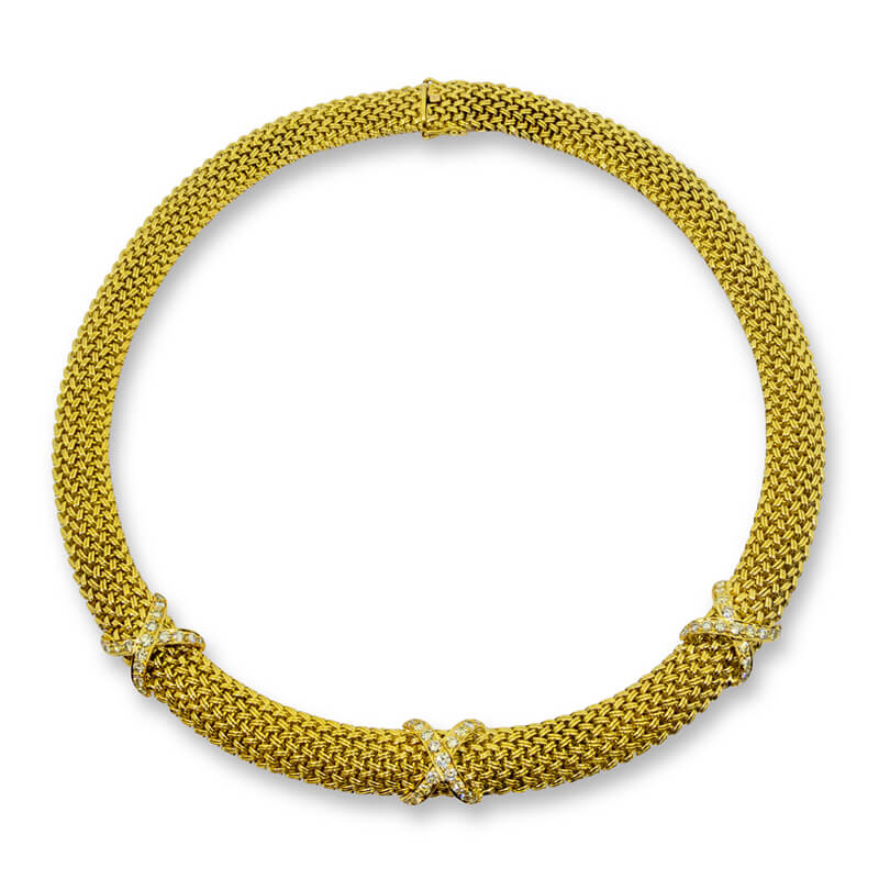 Wide Diamond Mesh Neckclace