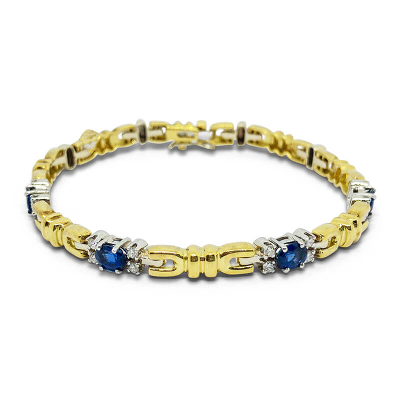 Diamond & Sapphire Two-Tone Bracelet